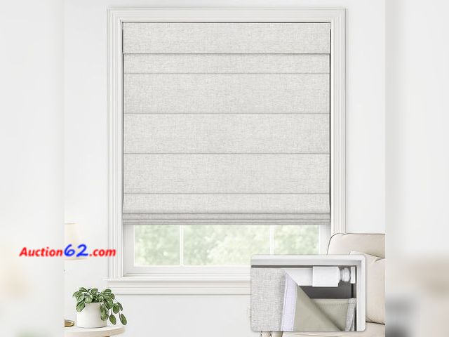 Lot 44-2555w - LazBlinds No Drill Roman Shades for Windows, Cordless Blackout Window Shades with UV Protection, Polyester Fabric for Bedroom &amp; Living R...
