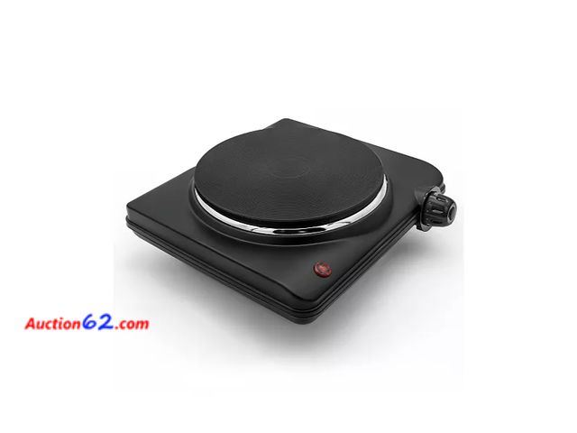 Lot 44-5308g - The Elite Cuisine Electric Single Buffet Burner offers 1,000 watts of adjustable heat on a non-stick cast iron surface, ideal for extra cook...