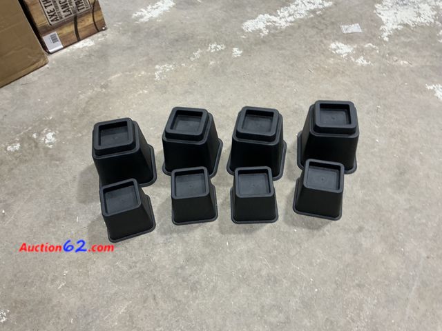 Lot 44-1612w - Adjustable Bed Risers - 8 Piece Set, Black Appears New, A basic inspection has been given to this item. Sold AS-IS. See All Photo's Not Test...