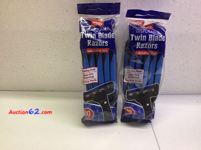 Lot 44-6176e - 2 packs of 10 Disposable Twin Blade Razors, Lubricating Strip. Appears New, A basic inspection has been given to this item. Sold AS-IS. See ...