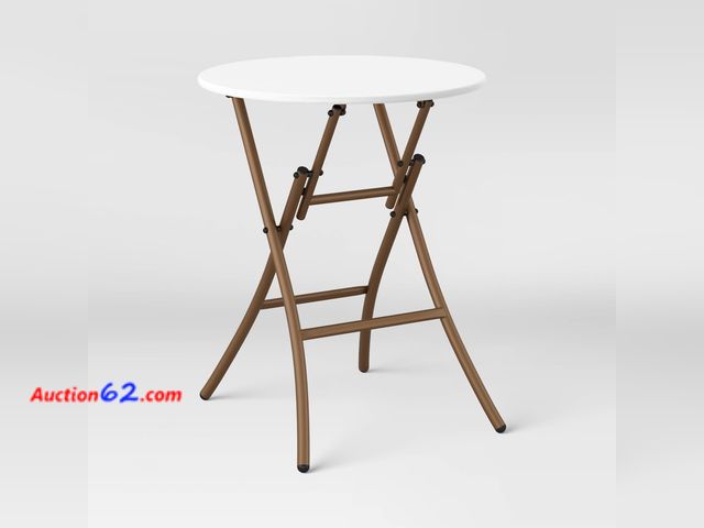 Lot 44-258p - Retail of $65- (Cosmetic Damage) French Cafe Folding Round Patio Bistro Table White - Threshold™ E-Commerce Return, A basic inspection has b...