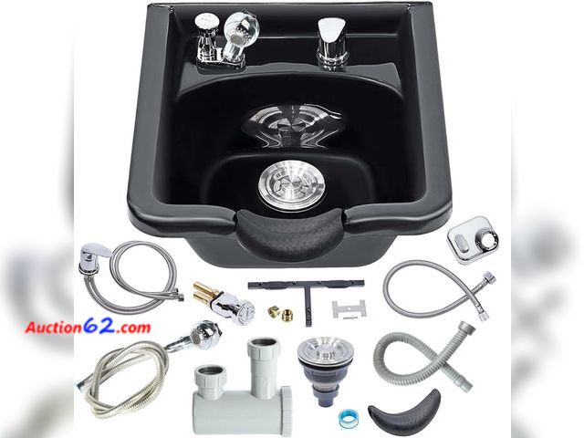 Lot 44-884w - $129.99 Retail price - Toriexon Shampoo Bowl for Salons, Black ABS Plastic Shampoo Sink for Home, Easy to Clean and Install Salon Shampoo Bo...