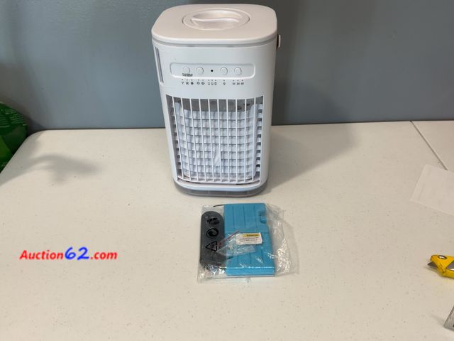 Lot 44-1544p - Mini Air Conditioner, Portable Air Conditioners w/Remote, 5400mAh Built-in Battery, 1.2L Water Tank &amp; 2 Ice Boxes, Auto-off Timer E-Comm...