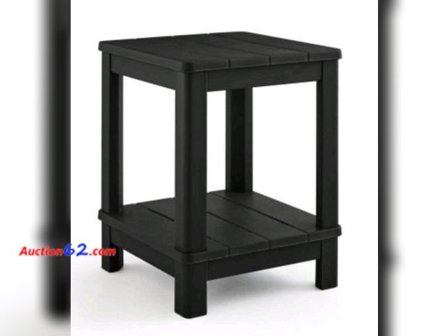 Lot 44-7070m - Keter Graphite black square resin Adirondack side table Appears New, A basic inspection has been given to this item. Sold AS-IS.
