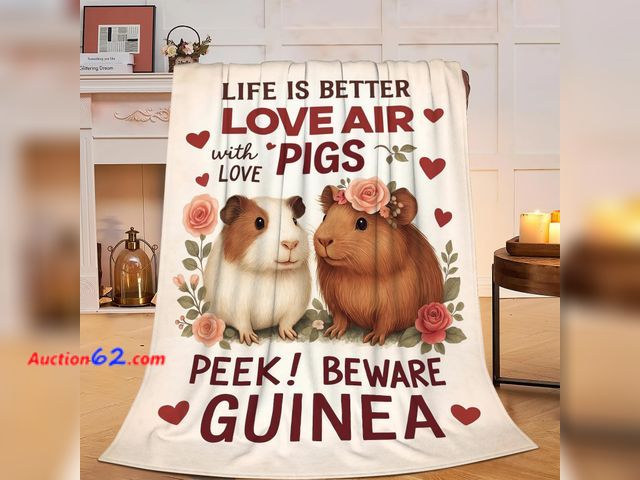 Lot 44-9188 - Cute Guinea Pig Throw Blanket Soft Cozy Fleece Fuzzy Plush Guinea Pig Warm Stuff Bedding Animal Blanket Gifts for Boys Girls Kids Adult Men ...