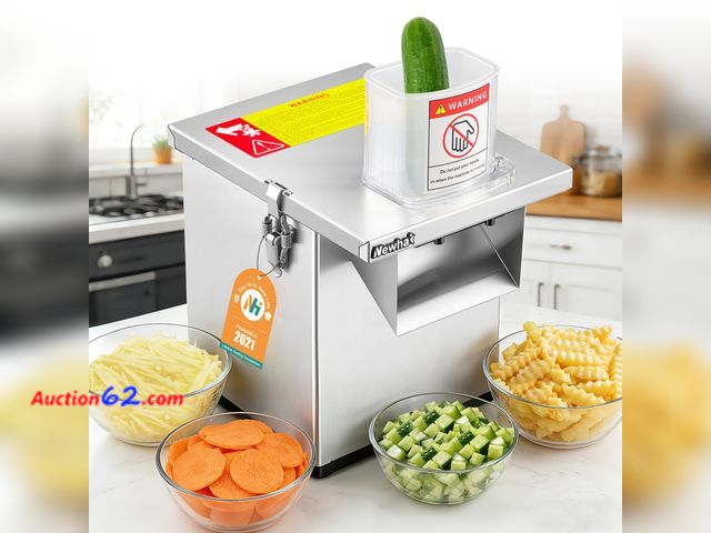 Lot 44-2902e - $269.99 Retail price - Newhai 4 in 1 Commercial Vegetable Processor Multifunctional Automatic Vegetable Slicer Dicer &amp; Shredder Wavy Pot...