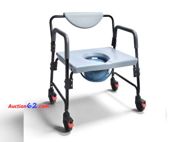 Lot 44-555e - $109.99 Retail price - HOMDABO Bedside Commode - Rolling Shower Chair with Wheels - Portable Toilet for Elderly - Rear Locking Wheels 7-qt C...