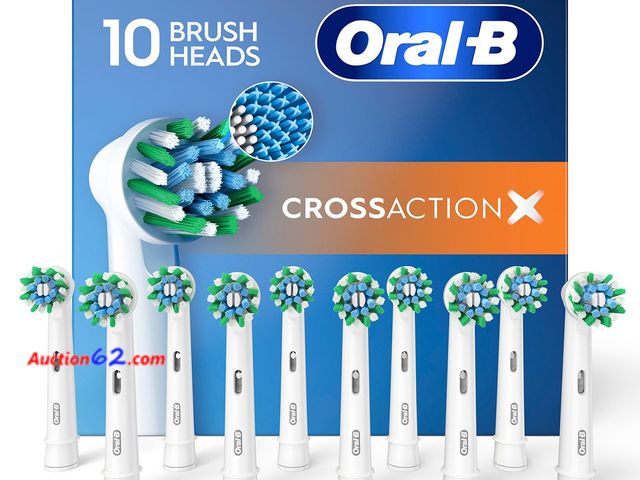 Lot 44-1666p - $55 Retail value- Oral-B CrossAction X-Filament Replacement Brush Heads, 10 Count Appears New, A basic inspection has been given to this ite...