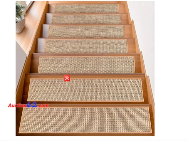 Lot 44-1946o - FlowaFoli Stair Treads for Wooden Steps Indoor,8" X 30" (15 in Pack) Stair Treads Non Slip, Machine Washable for Kids Elders and Pets,Beige ...