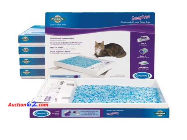 Lot 44-258b - Retail of $136- PetSafe ScoopFree Crystal Cat Litter &amp; Refill Tray  Fresh Scent  4.3 Lb Bag with Each  Pack of 6 - 1. Appears New, A bas...