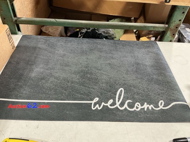 Lot 44-4012a - Welcome Doormat - Dark Gray with White Script E-Commerce Return, A basic inspection has been given to this item. Sold AS-IS. Not Tested See ...