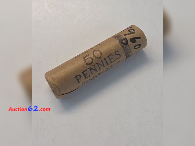 Lot 44-8386u - ORIGINAL ROLL OF 1960-D MEMORIAL CENTS. MINTED IN DENVER. FROM THE FEDERAL RESERVE BANK OF ST. LOUIS.-NT