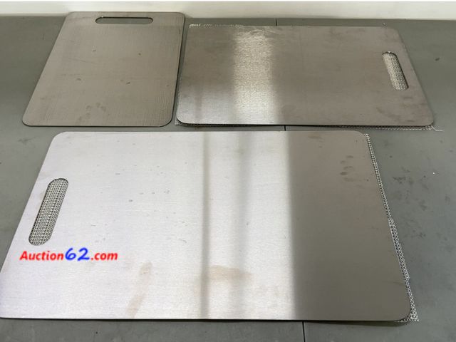 Lot 44-1521j - Lot of 3 Metal Cutting Boards with Handles Not Tested See All Photo's Dirty