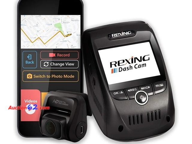Lot 44-6916b - Rexing V1P Pro Dual 1080p Full HD Front and Rear 170° Wide Angle Wi-Fi Car Dash Cam with Built-in GPS Logger, Supercapacitor, 2.4" LCD Scree...