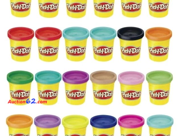 Lot 44-7448r - Play-Doh modeling compound 24-pack case of colors, non-toxic, 3 oz cans of assorted colors, multicolored  Appears New, A basic inspection ha...