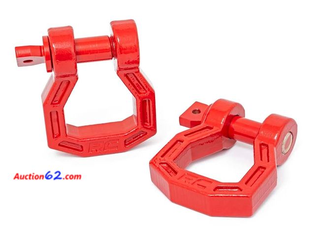 Lot 44-1714f - Rough Country Red Forged Steel D-Ring Shackle Set | Pair - RS119 See All Photo's Not Tested Appears New, A basic inspection has been given t...