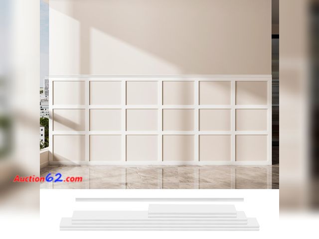 Lot 44-2776 - Art3d Precut Board and Batten Wainscoting Panel Kit Covers 10Ft. - Paintable Molding Trim Slat with Edge Strip, Ready to Assemble Accent Wal...
