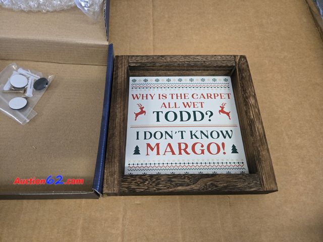 Lot 44-6917p - Christmas Vacation Wood Sign with Frame, 7x7 inch Appears New, A basic inspection has been given to this item. Sold AS-IS.