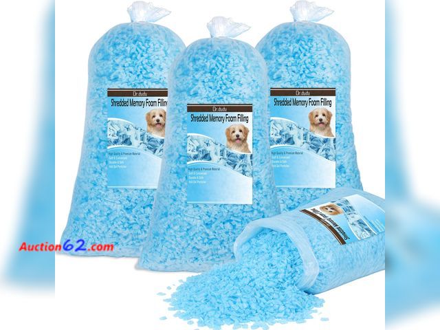 Lot 44-142 - DR.DUDU 20 lbs Bean Bag Filler Foam, Shredded Gel Memory Foam Filling, Premium Soft and Comfortable Pillow Stuffing Foam for Couch Cushion D...
