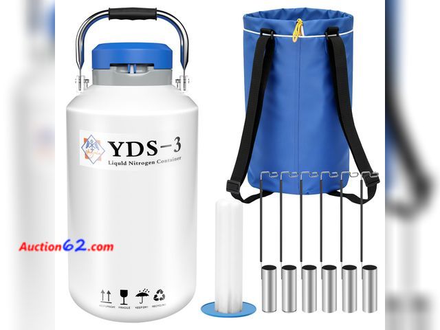Lot 44-899 - $141.99 Retail price - Magula 3L Liquid nitrogen dewar,Liquid Nitrogen Container LN2 Tank Cryogenic Dewar,Aluminum Alloy Semen Tank with 6 C...