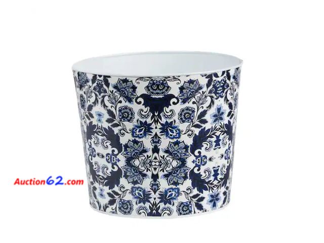 Lot 44-1534w - 12 in. Oriental Blue and White Classic Round Metal Planter Appears New, A basic inspection has been given to this item. Sold AS-IS. See All ...