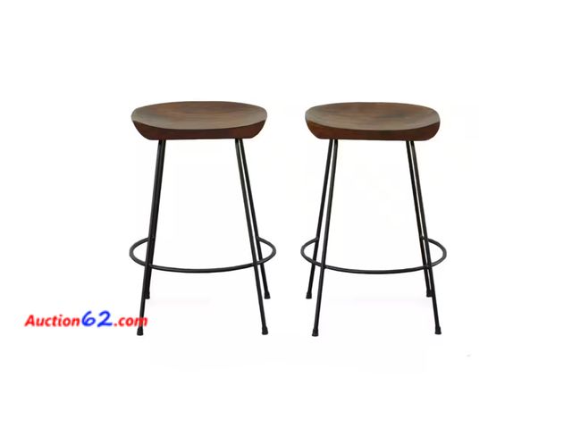 Lot 44-1114b - $182 Retail value- Diya 25 in. Chestnut Stationary Stool (Set of 2) 1. Appears New, A basic inspection has been given to this item. Sold AS-...