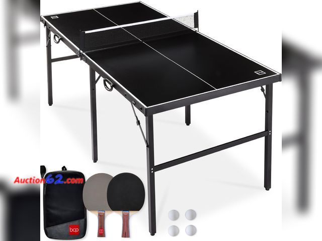 Lot 44-787 - $119.98 Retail price - See pics dented. Best Choice Products 6x3ft Portable Ping Pong Table, Mid-Size Folding Indoor Outdoor Table Tennis w/...
