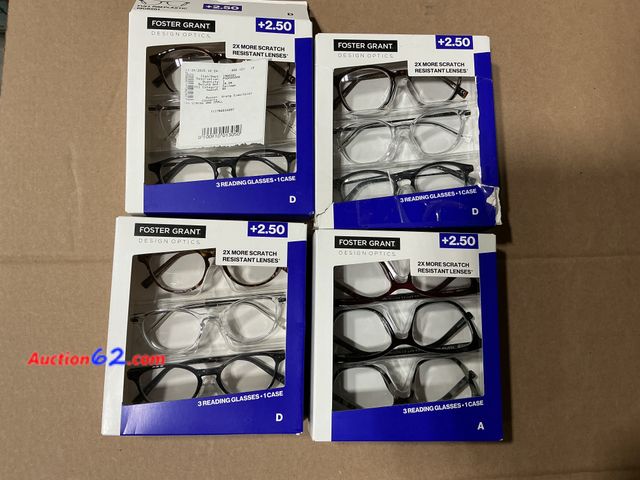 Lot 44-4021f - Lot of Foster Grant +2.50 Strength Reading Glasses E-Commerce Return, A basic inspection has been given to this item. Sold AS-IS.