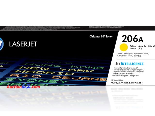Lot 44-1592b - $98 Retail value- HP 206A Yellow Toner Cartridge | Works with HP Color LaserJet Pro M255, HP Color LaserJet Pro MFP M282, M283 Series | W211...