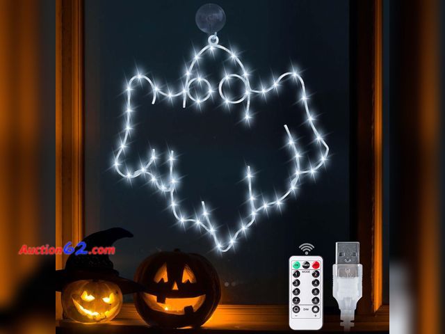 Lot 44-9079p - Halloween Decoration Ghost Window Light, 12.6 inch White Ghost Window Silhouette Appears New, A basic inspection has been given to this item...
