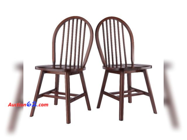 Lot 44-1622t - $140.99 Retail price - Winsome Windsor 2-Piece Chair Set, Solid Wood, Walnut Finish Appears New, A basic inspection has been given to this i...