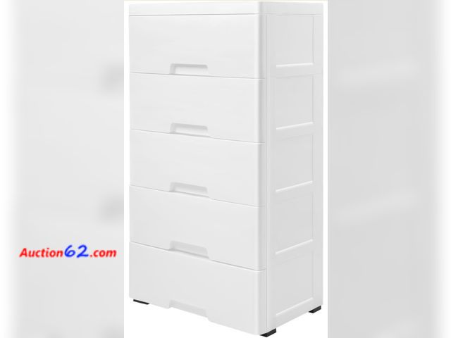 Lot 44-7170j - Plastic storage cabinet, 5 drawers  E-Commerce Return, A basic inspection has been given to this item. Sold AS-IS.