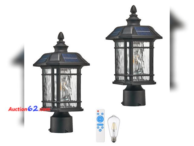 Lot 44-1805w - $113.99 Retail price - NAXTTII Solar Lamp Post Light with Water Ripple Glass Dusk to Dawn Outdoor Post Lights Hard Wired Waterproof 41 Inch ...
