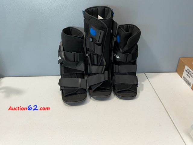 Lot 44-1525p - VACOped Orthopedic Walker Boots Set - Tall and Short Styles, Adjustable Straps, Padded Liners, Black, MD &amp; SM Sizes Appears New, A basic...
