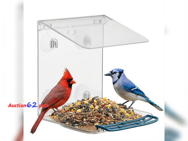 Lot 44-2872e - Window Bird Feeder for Outdoors with Strong Suction Cups,Sturdy and Durable Acrylic Birdfeeders for Viewing Wild Birds Outside,Mount On Wind...