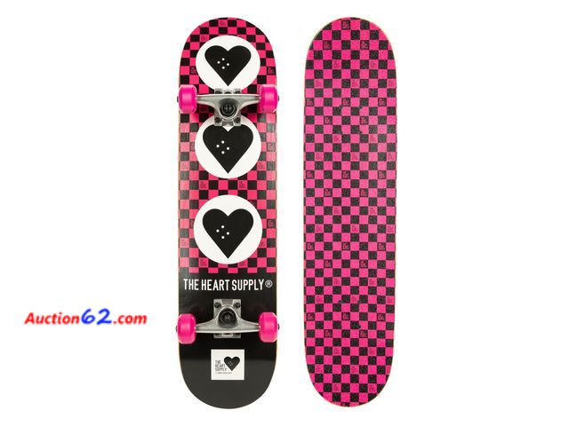 Lot 44-600j - The Heart Supply Complete Skateboard Team Checkerboard 31.35" x 8.0" 7-Ply Maple Blend Construction Full concave, 54mm Wheels, Max Weight 22...