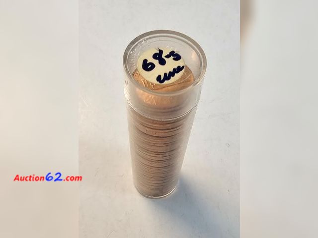 Lot 44-8323v - 1968-S ROLL OF BRILLIANT UNCIRCULATED LINCOLN MEMORIAL CENTS (NOTE: THE ROLL HAS 47 COINS, THREE ARE MISSING). MINTED IN SAN FRANCISCO.-NT