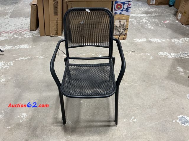 Lot 44-1607w - lot of 2 Unbranded Metal Mesh Stackable Chair - Black, Outdoor/Indoor E-Commerce Return, A basic inspection has been given to this item. Sol...