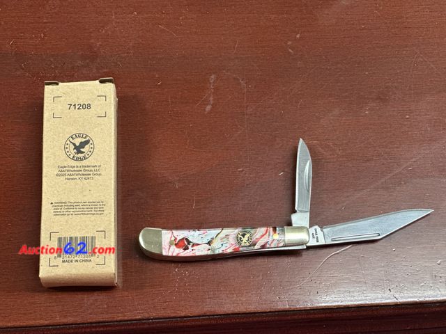 Lot 44-6200w - Eagle edge 2 blade peanut knife multi-color handle 440 stainless steel approximately 3 in long. #71208. New.opened for photos. See All Photo...