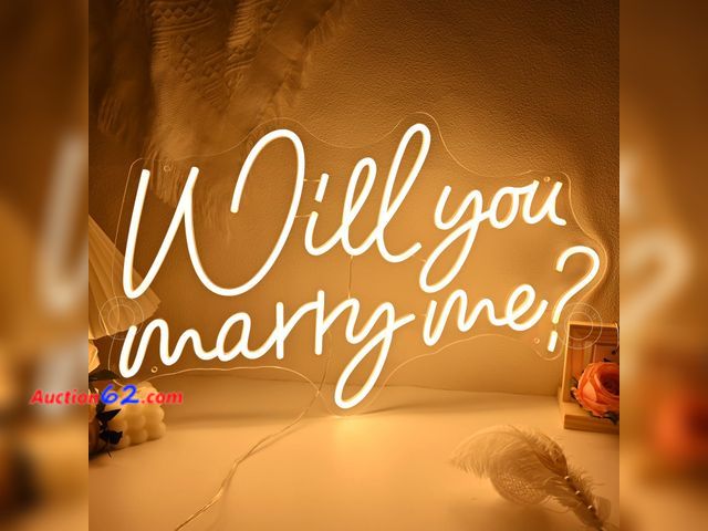 Lot 44-131 - SYLHOME Large Will You Marry Me ? Led Neon Light Sign 23.6 inches Hanging Proposal Wedding Party Wall Sign Decor Engagement Valentines Day F...
