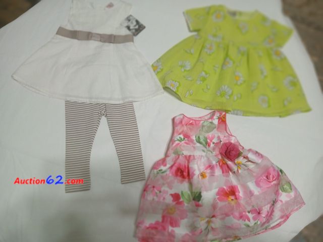 Lot 44-2110j - One new with tags girls 3/6 month Jillian's Closet 2 piece outfit. One gently used Mia &amp; Mimi dress.  One gently used 3/6 month Children...