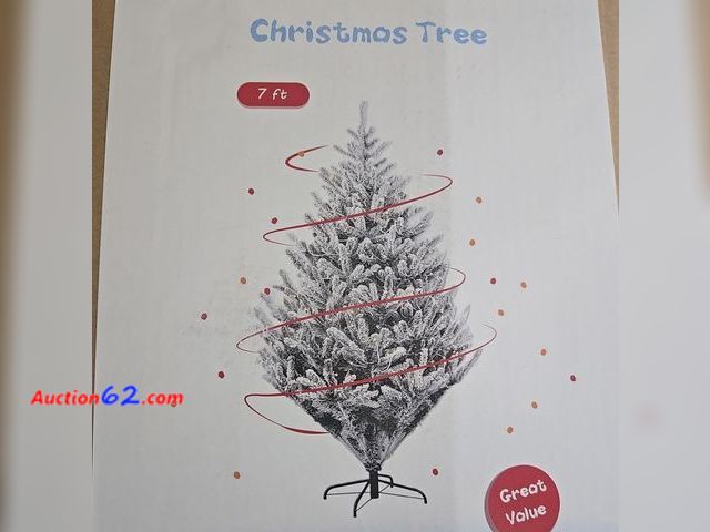Lot 44-6949p - 7 Ft Pre Lit LED Artificial Christmas Tree Full Snow Flocked Appears New, A basic inspection has been given to this item. Sold AS-IS.