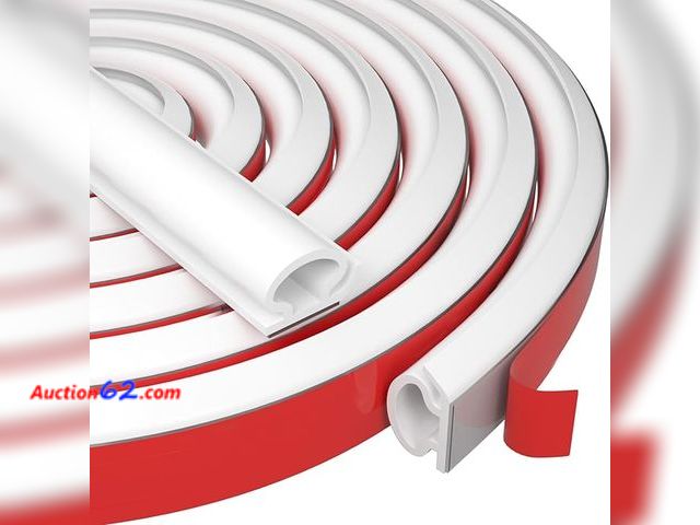 Lot 44-9087r - 50ft Weather Stripping Door Seal Strip, (White, 2/5" W x 3/10" T) Appears New, A basic inspection has been given to this item. Sold AS-IS.