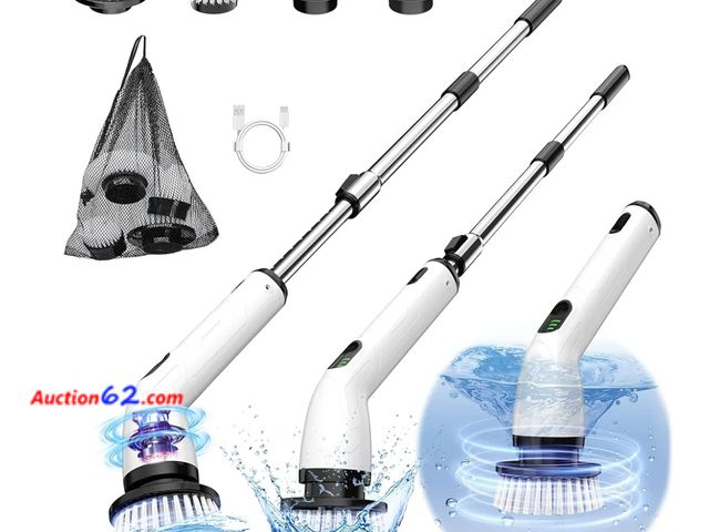 Lot 44-6679g - Electric Spin Scrubber, New Cordless Shower Cleaning Brush with Replaceable Brush Heads, Adjustable Speeds, and Adjustable Extension Handle ...