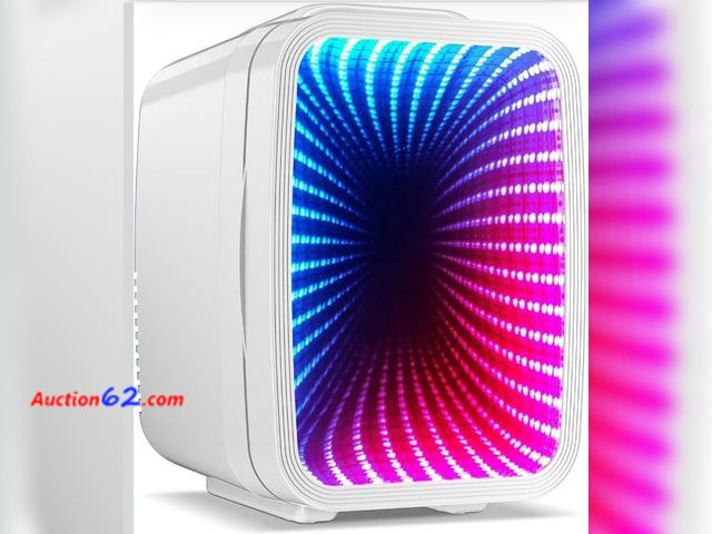 Lot 44-7166j - Mini fridge, 4 liter/6 cans small refrigerator with dimmable LED light, AC/DC portable thermo electric cooler and warmer gaming mini fridge ...