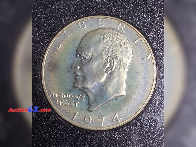 Lot 44-8320s - 1974-S EISENHOWER 40% SILVER PROOF DOLLAR. KNOWN AS THE "BROWN IKE." COMES IN ORIGINAL US MINT LENS. NO BOX.-NT