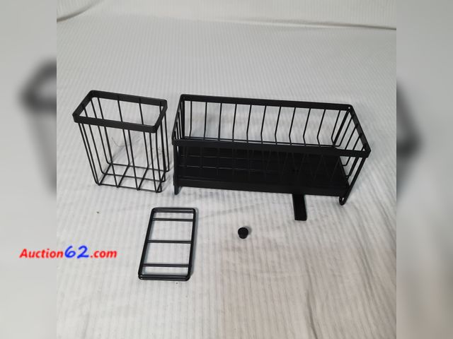 Lot 44-5310g - Sponge Holder for Kitchen Sink, Stainless Steel Sink Caddy Kitchen Sink Organizer with Brush Holder. Black. Appears New, A basic inspection ...