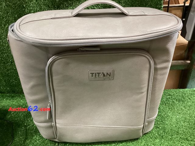 Lot 44-169g - Titan Faux Leather Cooler Tote- Big Strap Not Included  E-Commerce Return, A basic inspection has been given to this item. Sold AS-IS.