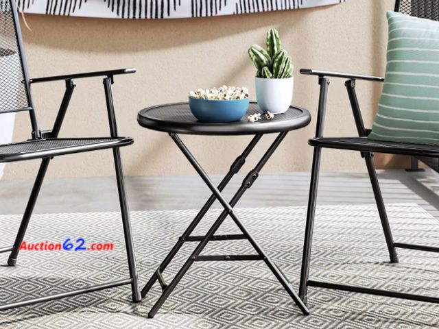 Lot 44-Hidden - Retail value $35- 18" Steel Mesh Patio Folding Table Appears New Not Tested