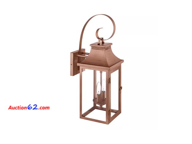 Lot 44-1136b - $84 Retail value- Flaxton 24 in. Handmade Copper Outdoor Barn Wall Lamp with Clear Glass Shade 1. Appears New, A basic inspection has been g...